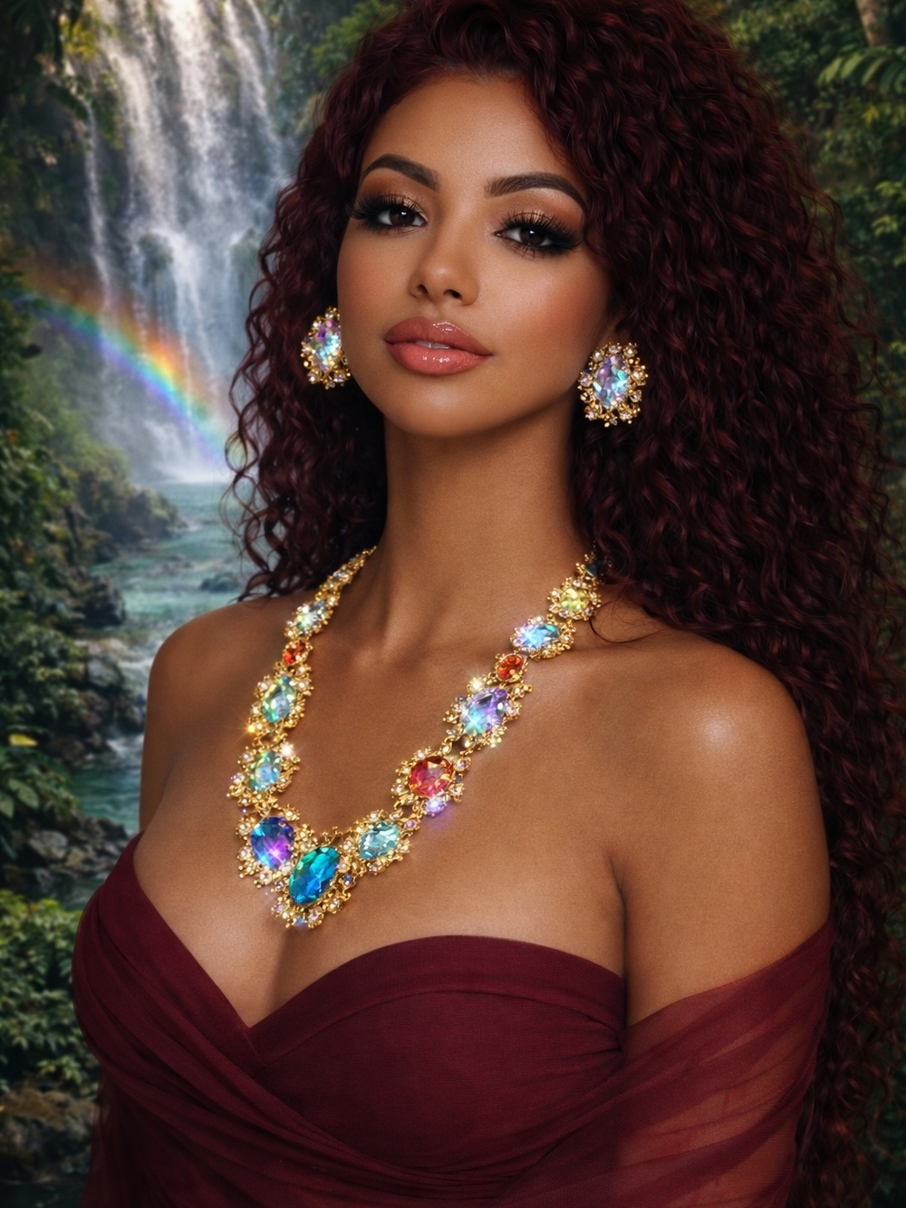 Vintage Gavilane Paris Icecube Carnival Glasslike Colors- Rare demi-parure Set